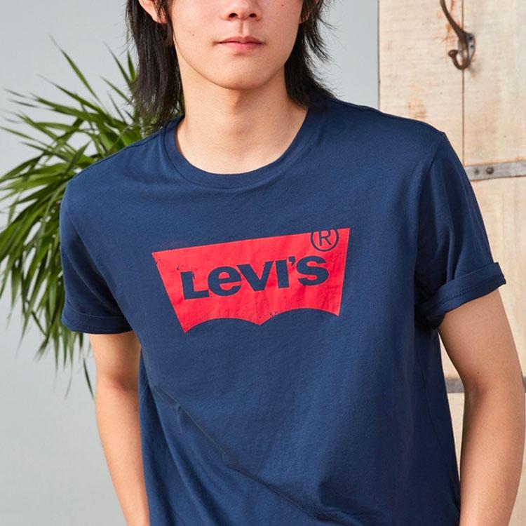 Levis Letter Print Short Sleeve T-Shirt Men Tops Navy-Blue 17783-0199