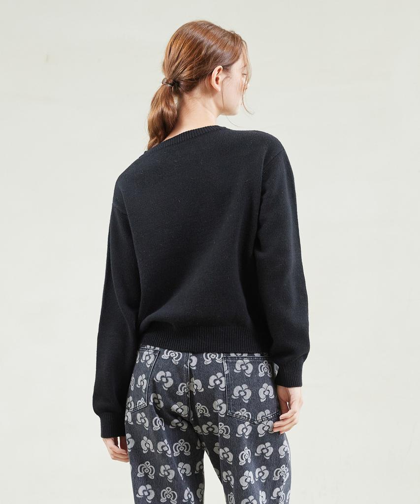 YUJEEOT Pink Phalaenopsis Knit Pullover