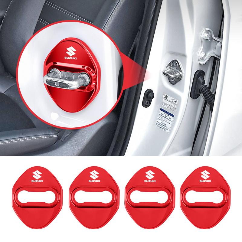 4PCS Car Door Lock Cover Stainless Steel Protection Accessories For Suzuki Jimny Swift Samurai Vitara SX4 Alto Kaiser Ingnis
