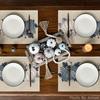 4pcs, Linen Navy Blue Pumpkins Fall Placemats Set of 4, 12x18 Inch Autumn Thanksgiving Watercolor Table Mats for Dining Party De