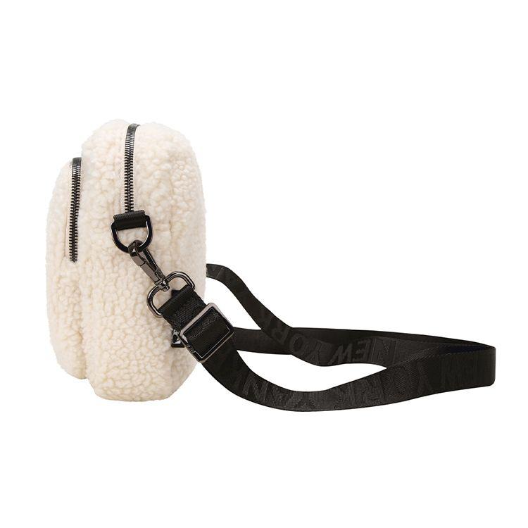 MLB New York Yankees Fleece Wool Mini Shoulder Crossbody Bag Women Bags White 32BGDF011-50I