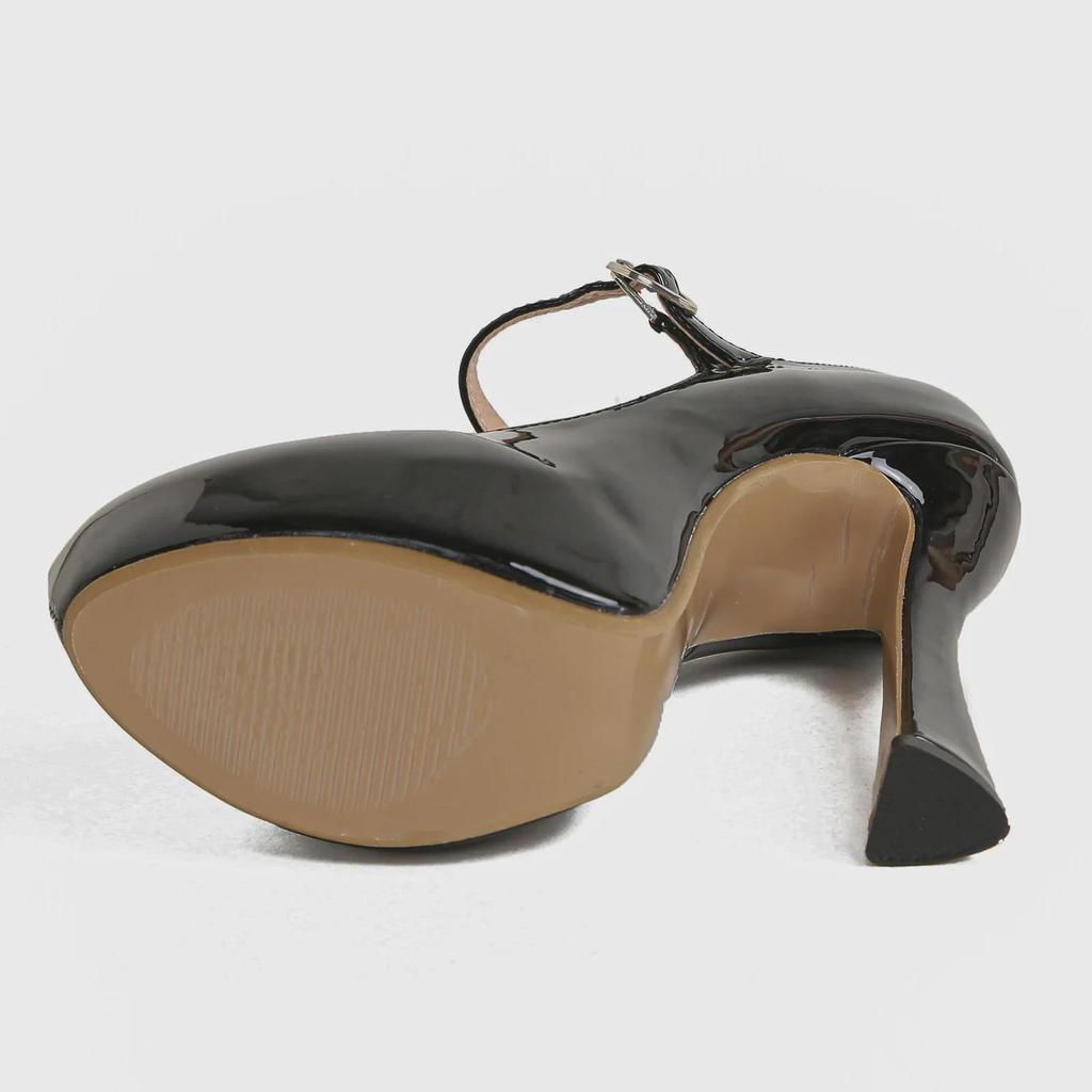 Sapatos de salto alto femininos, plataforma impermeável, couro envernizado, outono e inverno 2025 - tamanhos grandes disponíveis