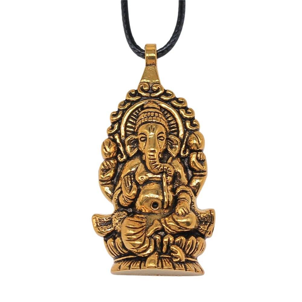 Buddhistischer Elefantengott-Halsketten-Paar-Anhänger, handgefertigter Schmuck für Männer, Kettenlänge 45 + 4 cm