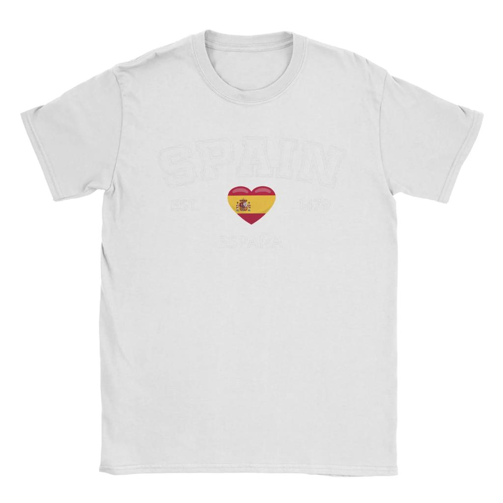 Spain Heart T-Shirt Beach Pure Cotton T-Shirts For Adult Hippie Loose Tshirt Short-Sleeve Awesome Top Tees