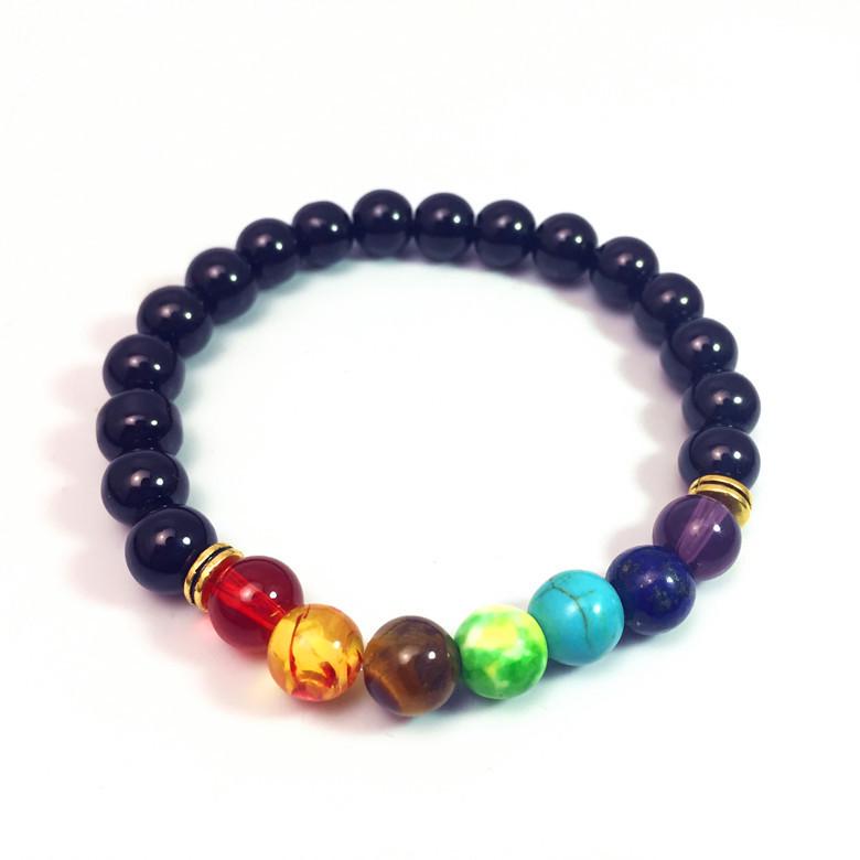 Colorful Agate & Lava Stone Energy Bracelet with Natural Beads
