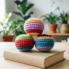 Handmade Knitted Footbag Sack, Outdoor Play Multicolored Crochet Bag Woven Kickball Toy, Colorful Juggling Balls for Kids, Adults,