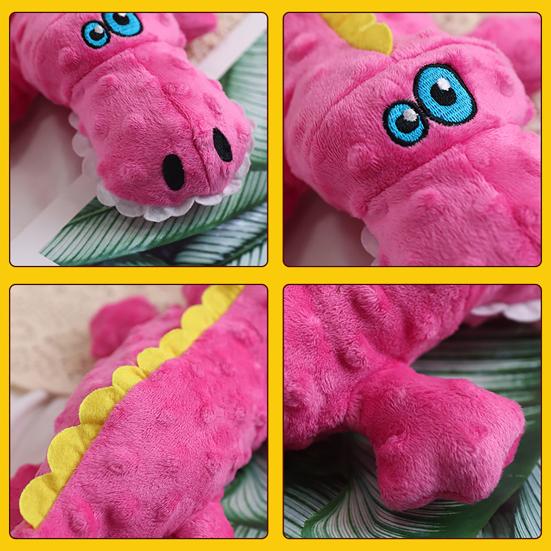 Indestructible Plush Dog Toy Soft Squeaky Chew Toy Stuffed Crocodile Puppy Teething Toy
