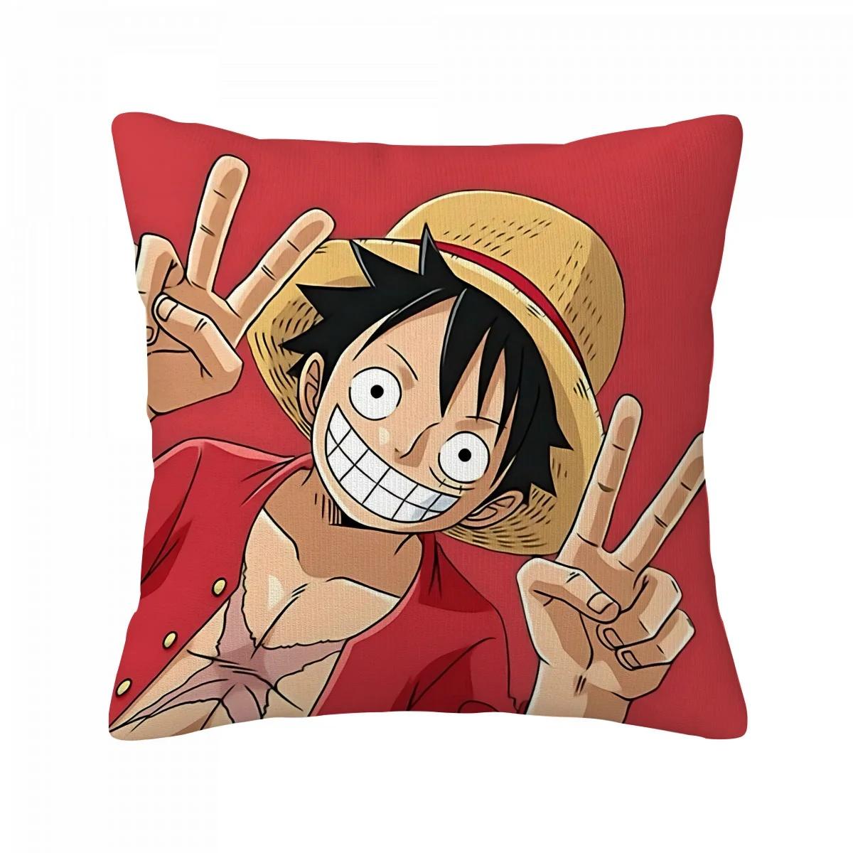 One Piece Monkey D Luffy Kissenbezug Anime Fans Exklusiv Limitierte Edition Schatz-Thema Dekoration für Schlafzimmer Studentenwohnheim 45x45cm