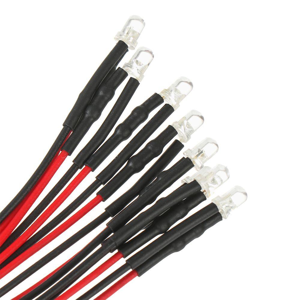 10pcs 3mm 12V LED Light Red White Yellow For 1/10 RC Crawler 1/14 Tamiya RC Truck Drift Car Truck Toys SCX10 SCANIA G63