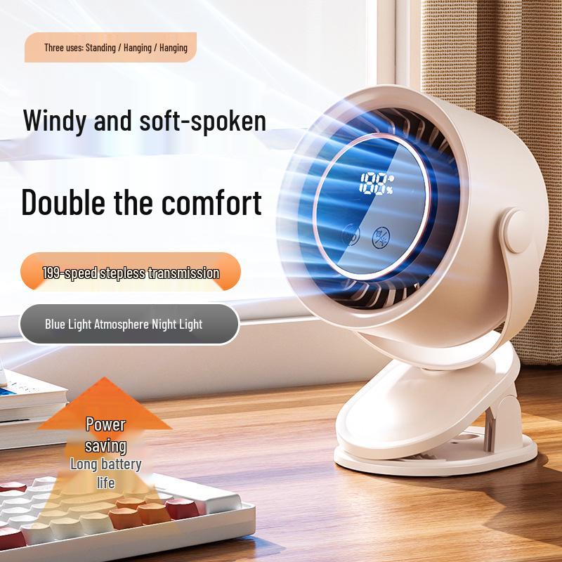 2026 Silent USB Rechargeable Clip-on Fan for Smart Home and Dorm Use