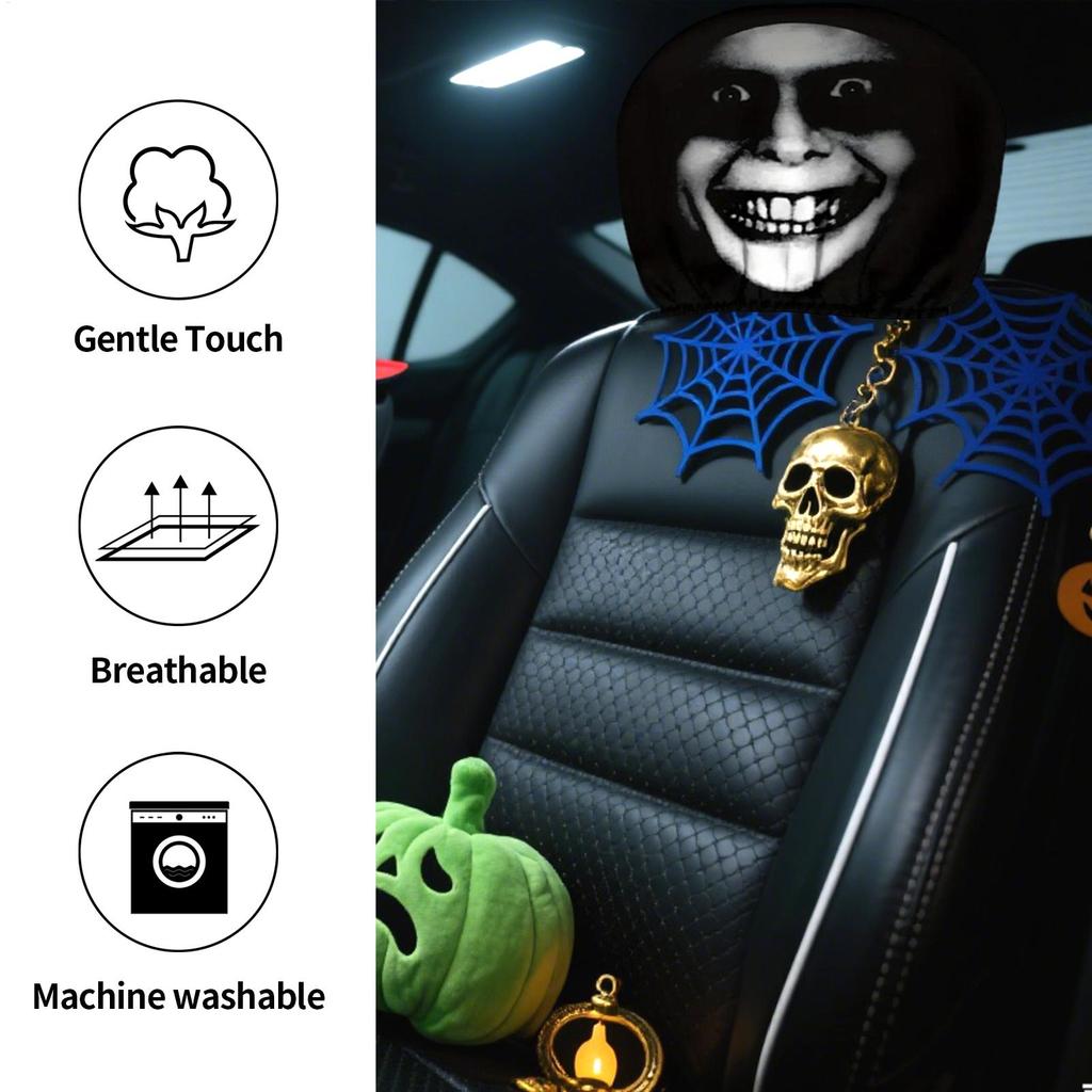 Car Seat Headrest Cover Halloween Car Seat Head Rest Protector Soft Vehicle Accessories For Women Men Daily Taxi Family Truck