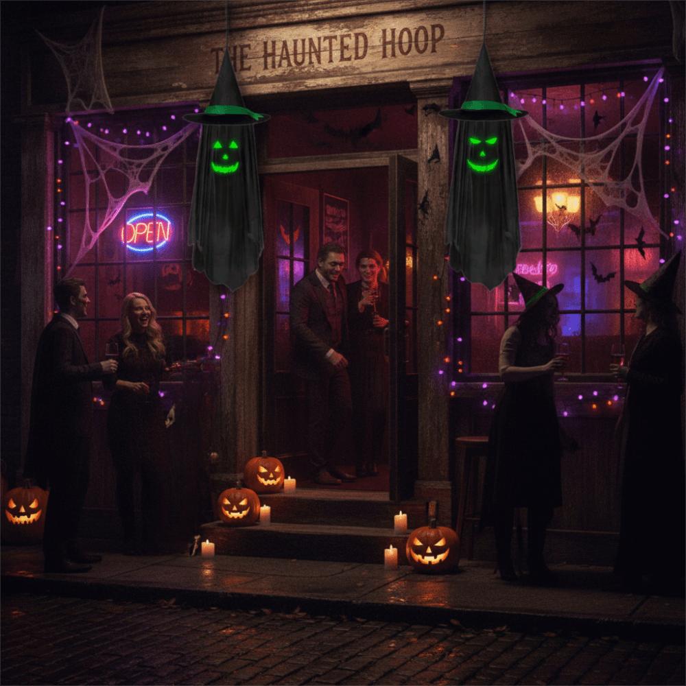 Spooky Halloween Hanging Fluorescence Ghost Luminous No Power Required Halloween Wizard's Hat Ghost
