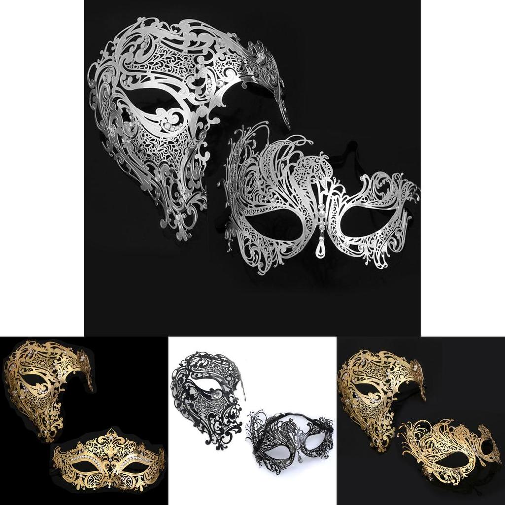 Metallische Halbmaske mit glitzernden Verzierungen für Hochzeiten, Halloween und Veranstaltungen