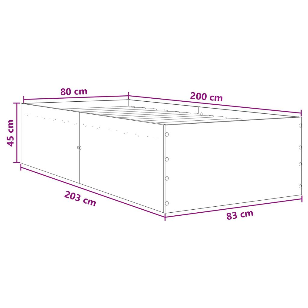 Floor Bed Frame Sonoma Oak 80 x 200 cm Engineered Wood