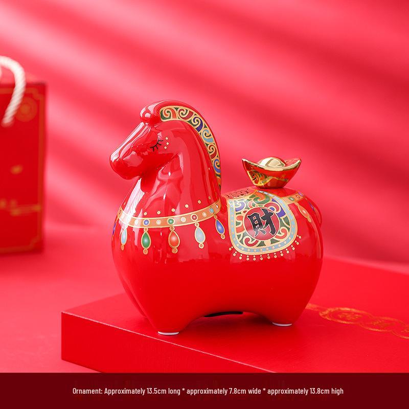 Instant Wealth Ceramic Zodiac Horse Money Box - Office & Home Gift