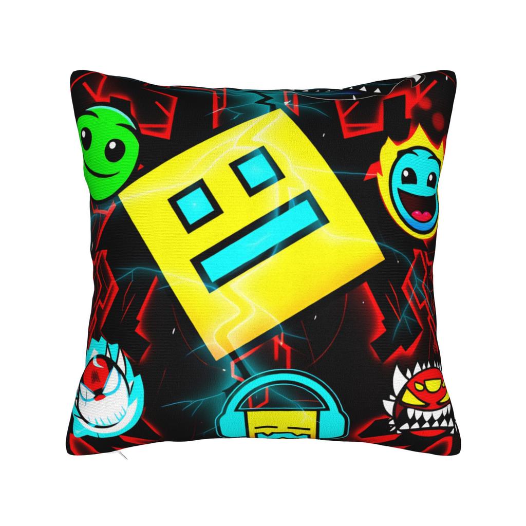 Geometry Dash Pillow Case Novelty Pillow Cover Square Graphic Cushion Cover Pillowcases For Sofa Car Home Decor