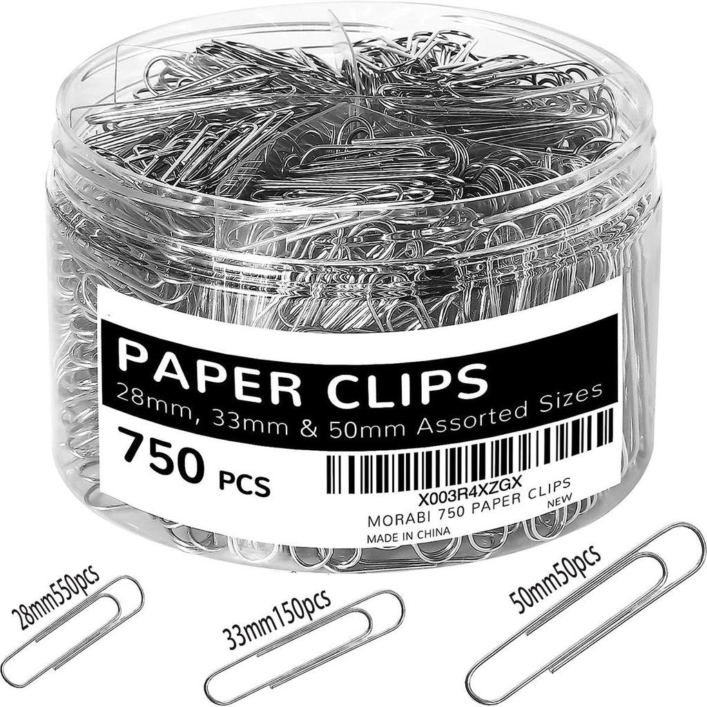 Colorful Large Paperclips & Binder Clips: Nickel-Plated Silver Office Stationery for Bookmarks and Test Papers.