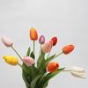 Artificial Tulip with Green Leaves Realistic Fake Flower Stem Wedding Party Table Centerpiece Indoor Outdoor Faux Bloom Decoration