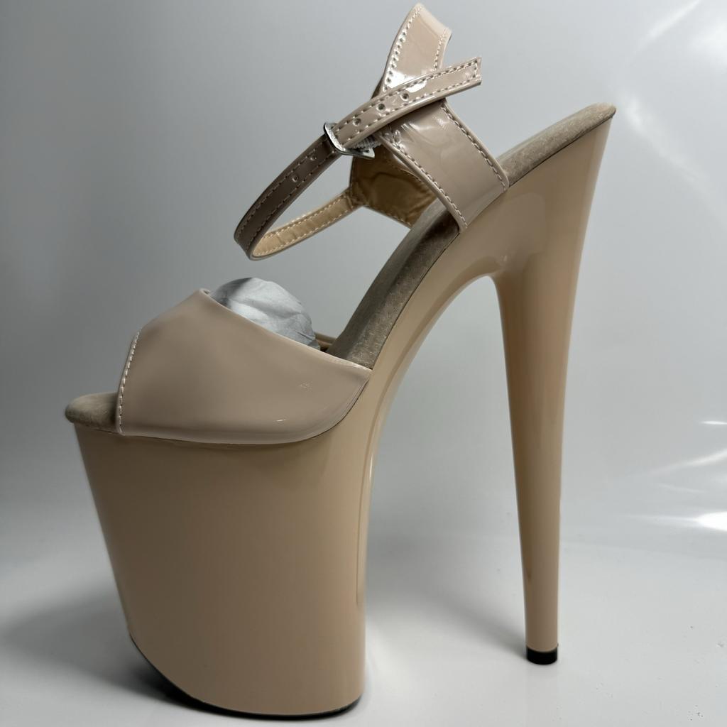 High-heeled sandals women's bright leather ultra-high heel waterproof table design sense niche thin heel fish mouth high heels summer 2026