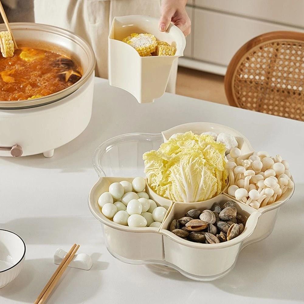 Hollow-Out Divided Serving Tray Creative Dried Fruit Snack Plate  Kitchen Preparation