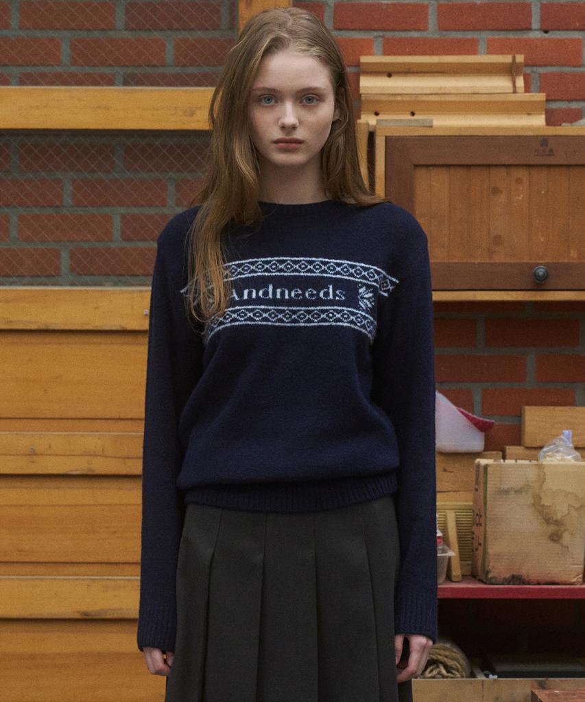 ANDNEEDS Naomi Logo Jacquard Knit (Navy)
