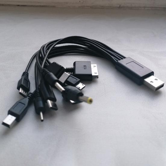 10-in-1 Multi-Device Charging Cable 23cm PVC Tangle-Free Cord Universal High Toughness Data Cable for Most Phone
