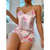 summer cartoon print Pajamas Set for Women Homewear sexy loose sling crop tops and shorts 2 Pieces short Pijamas pink Sleepwear Loungewear