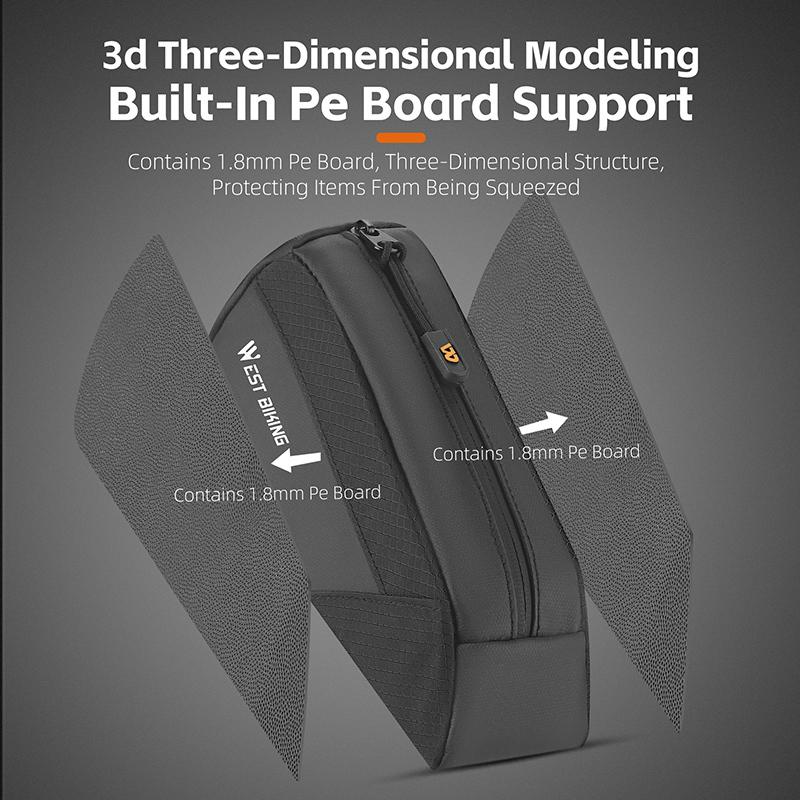 WEST BIKING Portable Bicycle Front Frame Bag Lightweight Mini Top Tube Bag 3D Shape Support Aero Cycling Bags Bike Accessories