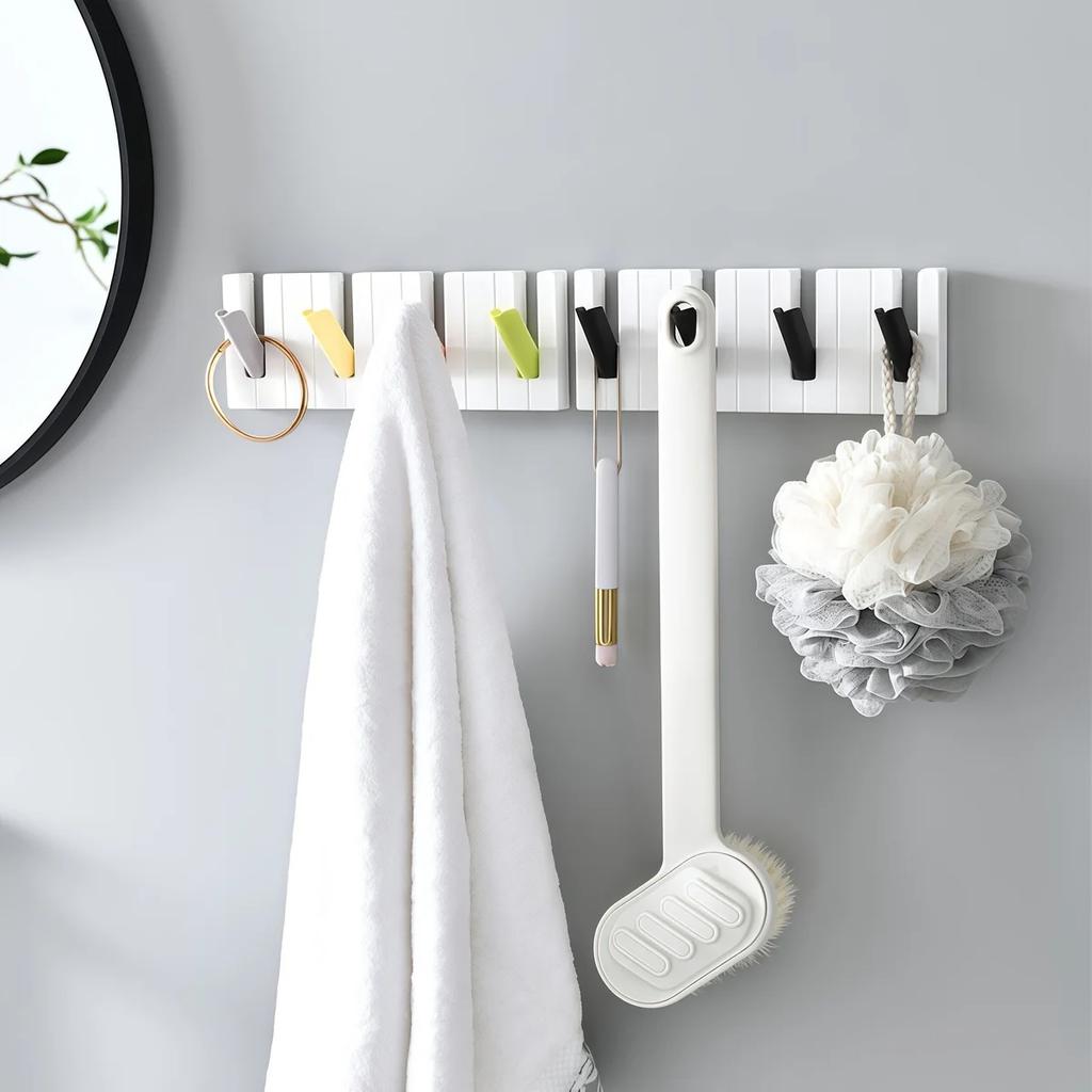 1pcs Creative Piano Shaped Wall-Mounted Hook Punch-Free Doorback Storage Rack Home Folding Coat Hat Porch Key Holder Organiz
