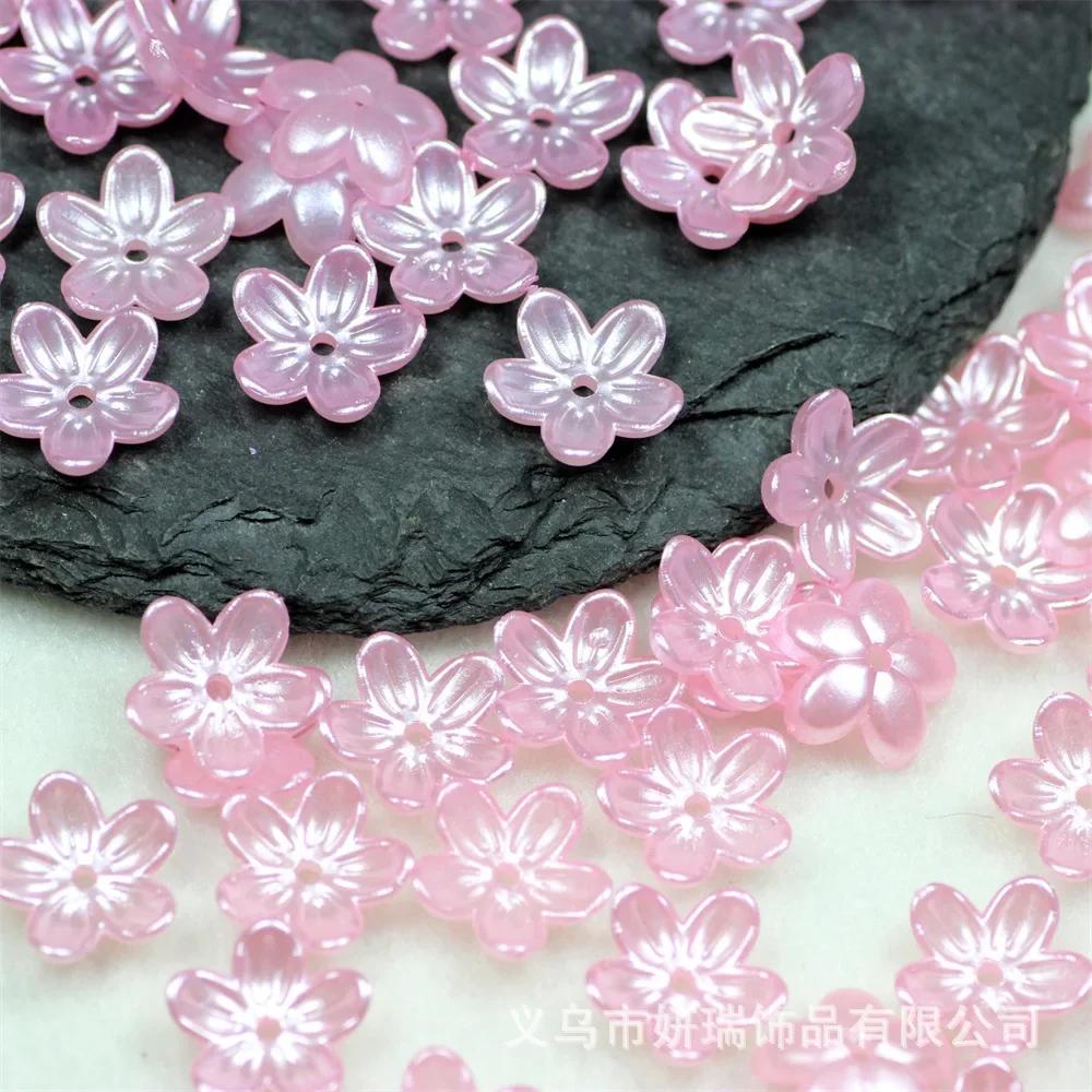 ZW18 100PCS 12mm Plating Petal Flower Beads Acrylic Frosted Handmade Minimalist Flower Bowknot Beads DIY Bracelet DIY Wholesale