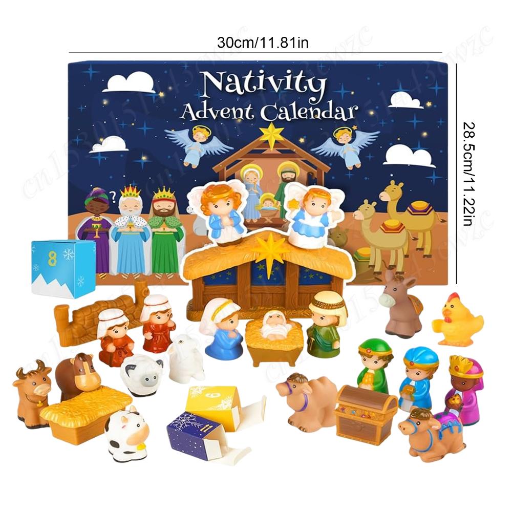 24 Days Nativity Advent Countdown Calendar 2025 Christmas Story Nativity Playset Christian Religious Advent Calendar For Kids