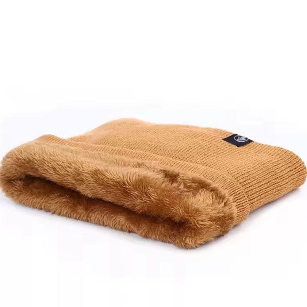 Solid Winter Plush Muffler Woolen Knitting for Women Fleece Ring Bandana Scarf Neck Warmer Buff Thick Cashmere Headband Ski Mask