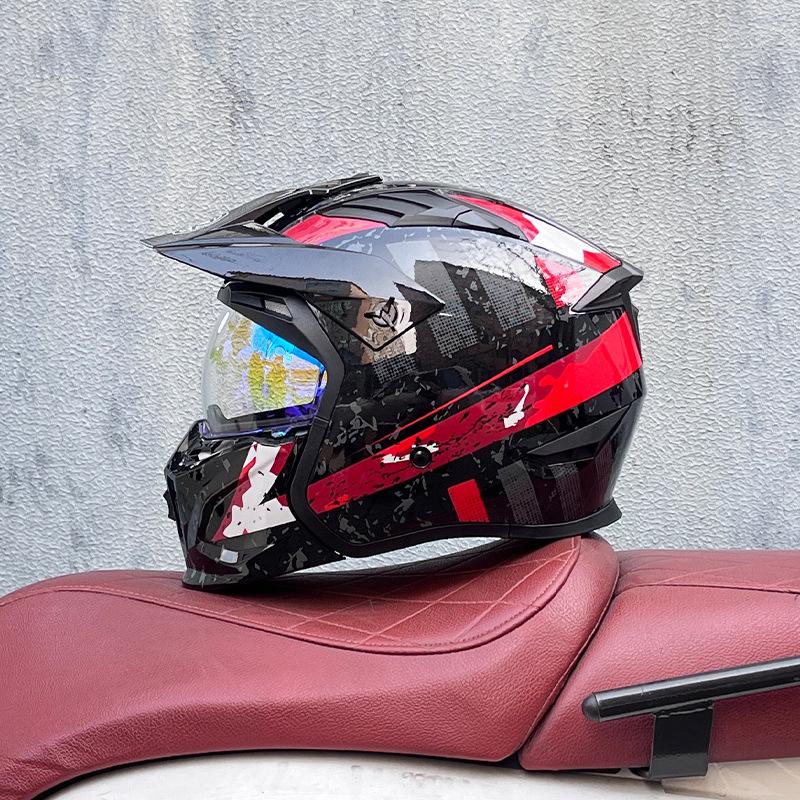 Street Fighter Motorcycle Helmet Men's and Women's Full Helmet Four Seasons Locomotive Retro Detachable Combination Helmet