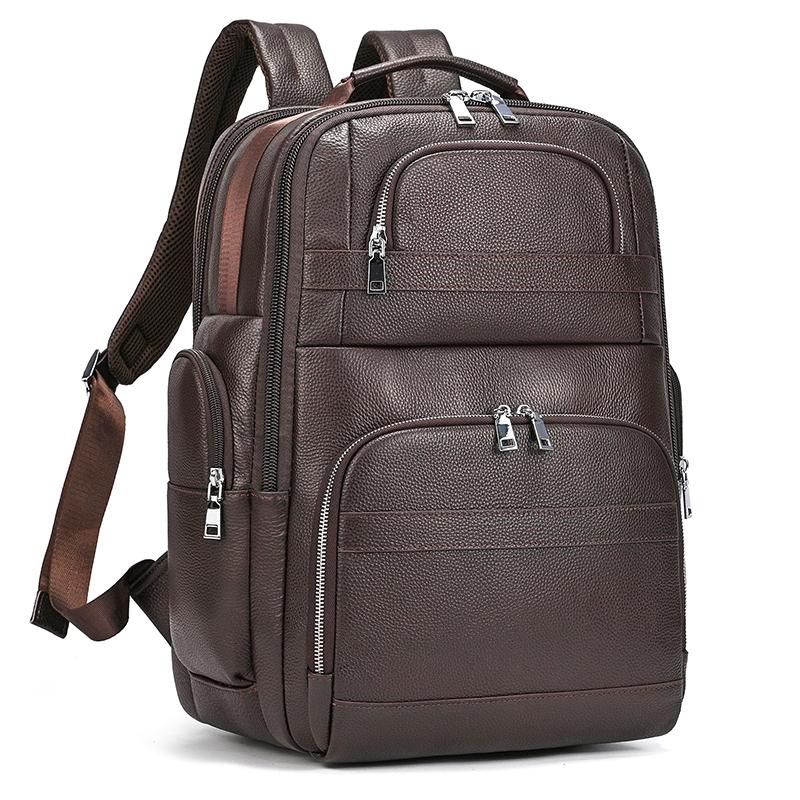 

High Capacity Laptop Backpack Genuine Leather Travel Bag For Men Male Crazy Horse Leather Backpacks Dropshipping School Bag Big кавовий
