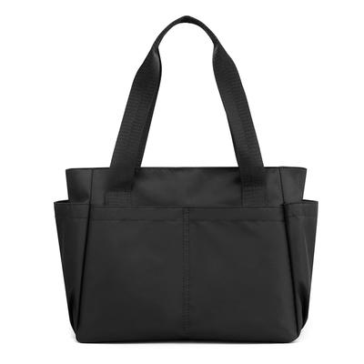 [zuevichn] Women's Large Capacity Tote Bag, Lightweight, Solid Color, Multifunctional Nylon Shoulder Bag for Commuting (Black)