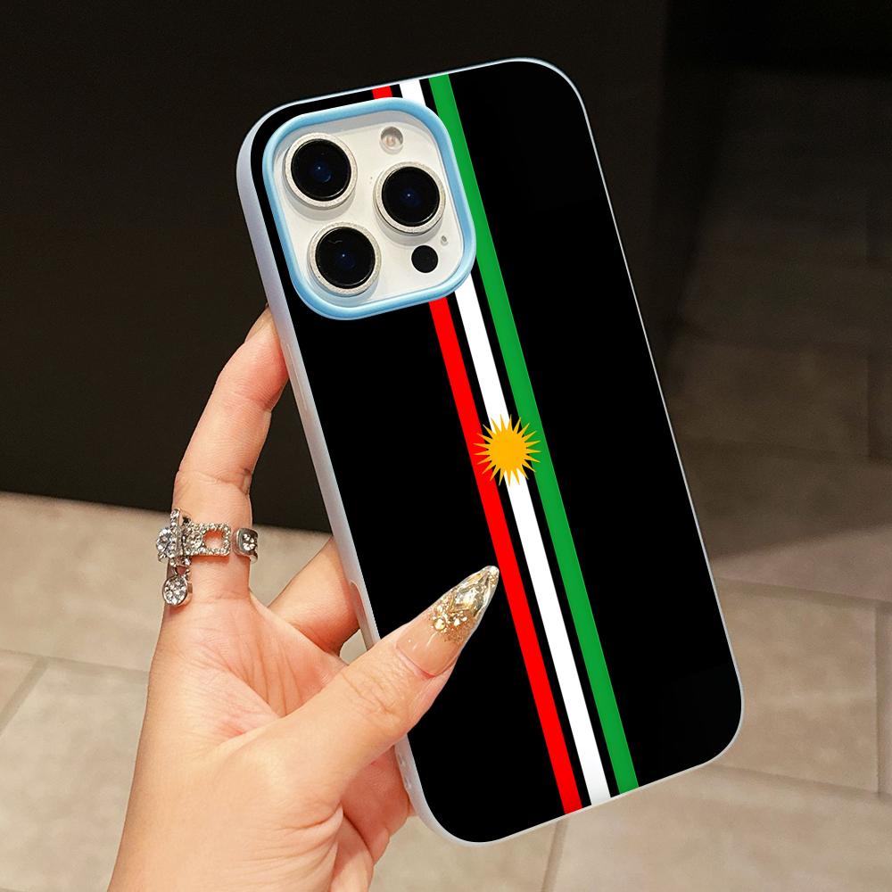 

Kurdistan Flag Jelly Double layer Light Blue Mobile Phone Case for iPhone 17 16 15 14 13 12 11 Air Pro Max Plus Protective iPhone 16 Pro Max