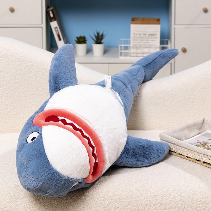 Large Ocean Animal Plush Toy Pillow Wholesale Shark Doll Cross-border Pressure Bed Doll Birthday Gift 85cm