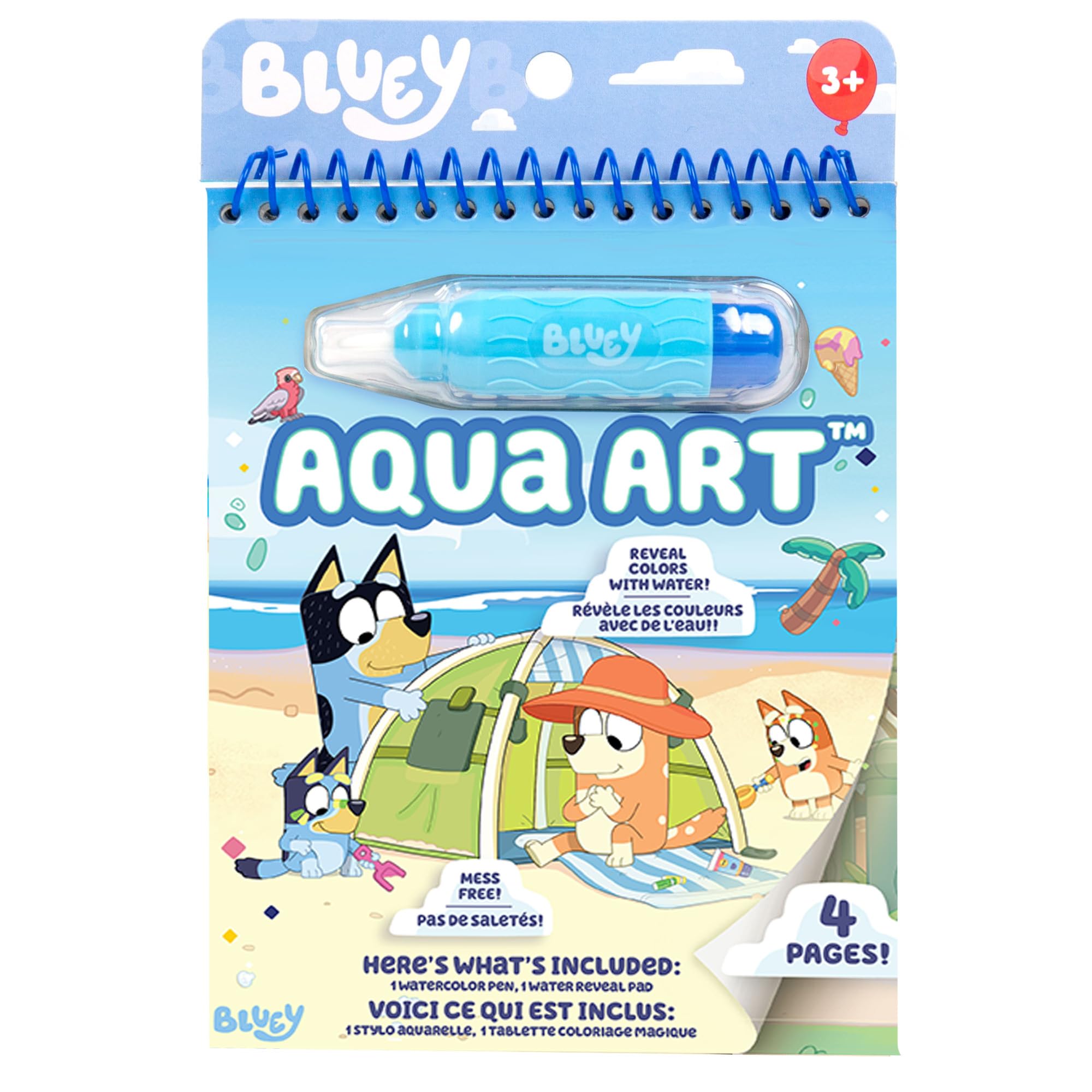 

Bluey Aqua включает в себя 4 многоразовые страницы акварельных красок с водой Water Reveal Activity Paint Art, и ручку, книгу, книгу,