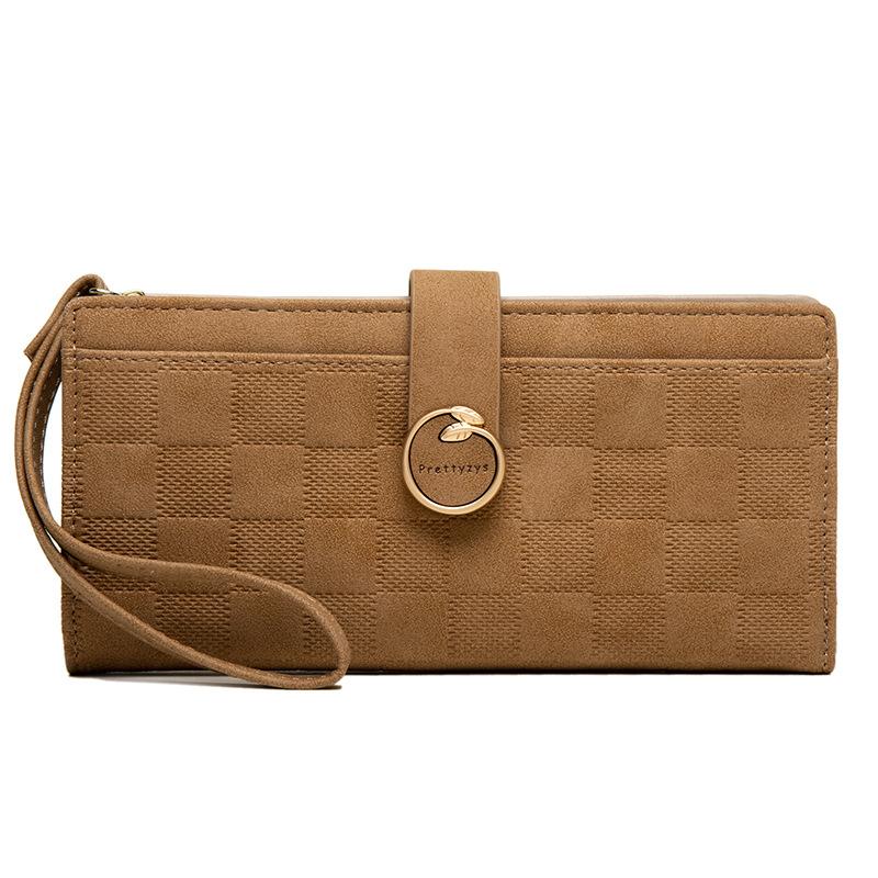 

Кошелек женский клетчатый с пряжкой сумка многофункциональный женский большой емкости длинный женский кошелек абрикосовый