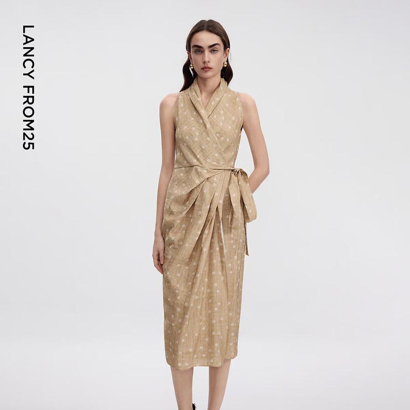 Lancy 25 Polka Dot Tie-Waist Halter Midi Dress 2XL