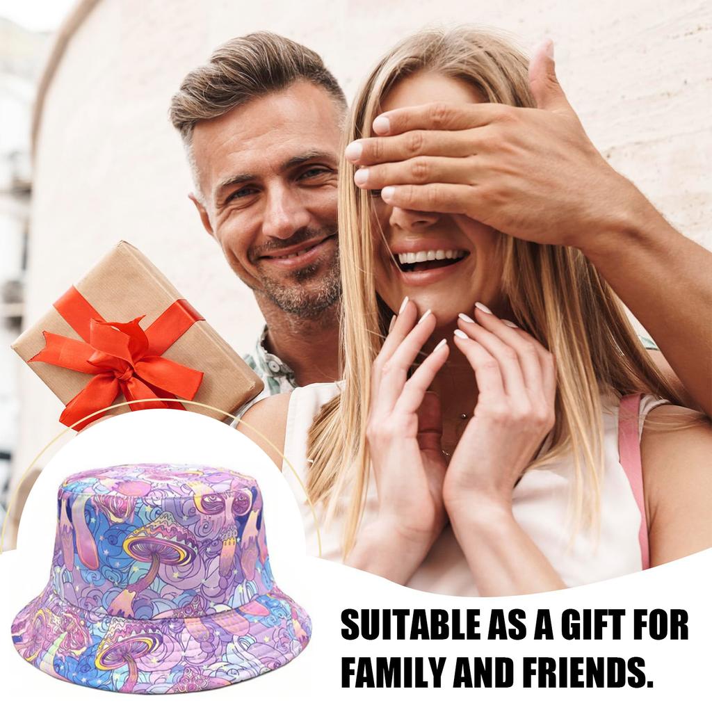 Fashion Bucket Hats for women Double Side Mushroom Design Summer Hats Outdoor Breathable Summer cap for Camping Traveling