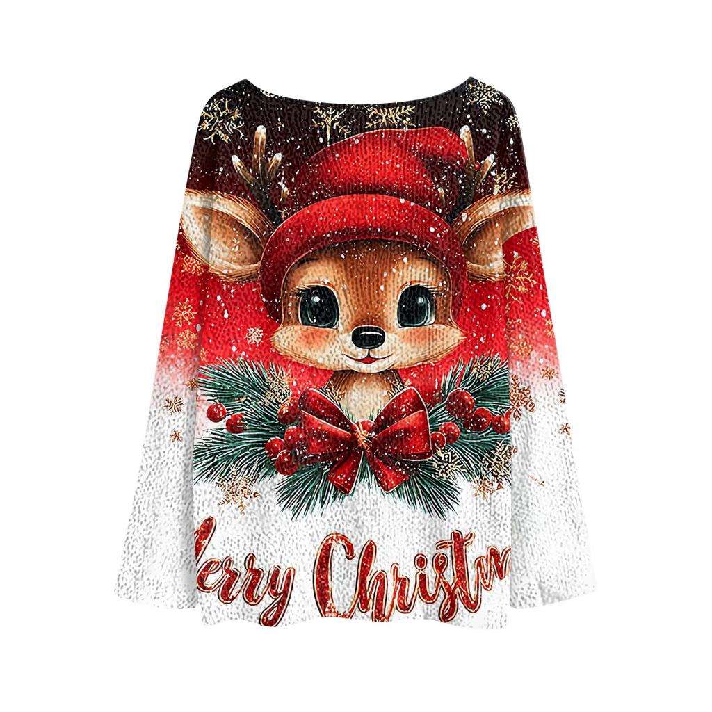Christmas Sweatshirts For Women Knit Sweater Cute Shirt Fall Crewneck Pullover Tops