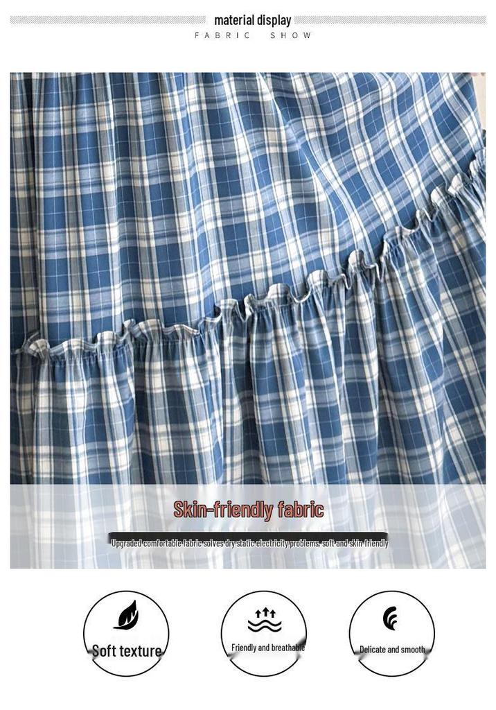 2026 Summer Korean Style Maternity T-shirt Dress with Plaid Patchwork - Fake Two-piece Set