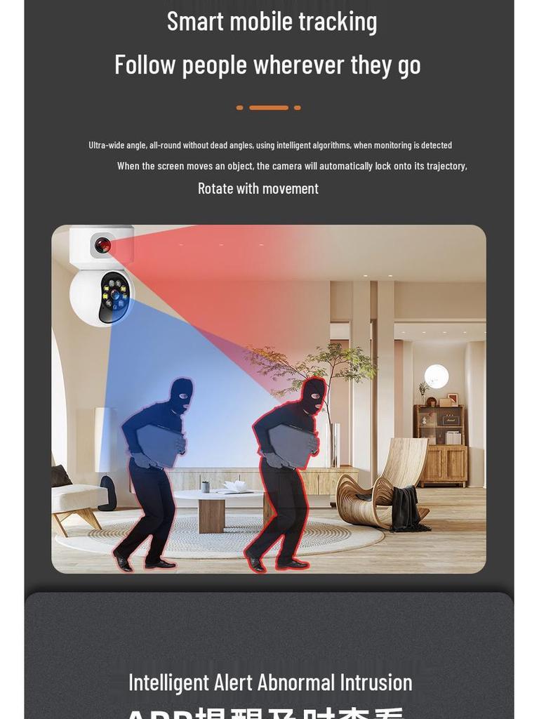 1080P Dual-Lens Wireless Security Camera with 360° Rotation, Mobile Remote, Dual-Screen, and Full-Color Night Vision