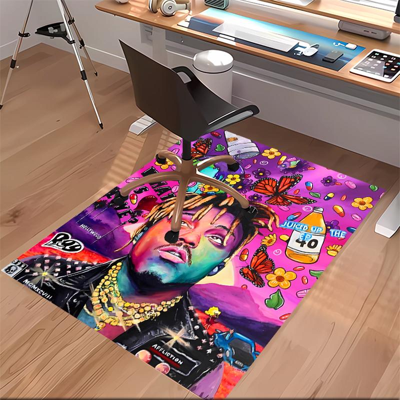 1pc Juice WRLD Print Area Rug - Soft, Washable Non-Slip Indoor Mat for Office Chairs, Living Room, Home Office Decorative Rug