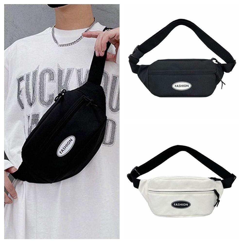 

Large Capacity Diagonal Shoulder Bag Adjustable Shoulder Strap Leisure Bag Nylon Chest Bag Women білий
