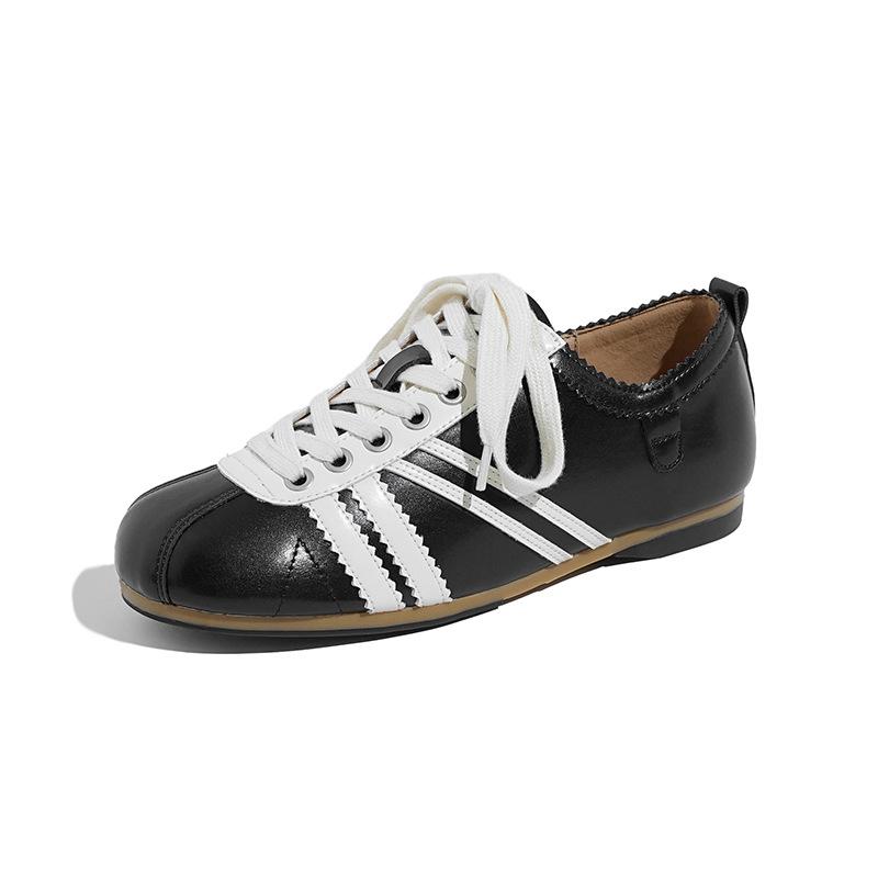 Dexun Shoes Women's Niche Design Color Matching Forrest Gump Shoes Low Heel Lace-up Inner Height Increase Versatile Round Head Casual Sports Shoes W