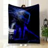 "Futuristic Helmet with Neon Glow" Patterned Flannel Blanket Perfect for the Bedroom Living Room, Sofa, or a Little Nap