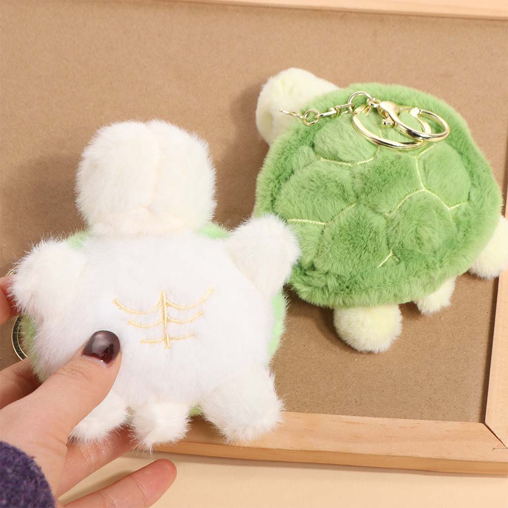 Squeaking Plush Turtle Key Ring PP Cotton Green Doll Key Ring  Bag Pendant