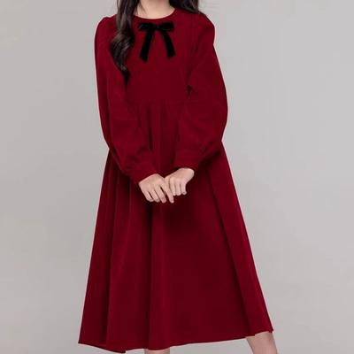 Robe en velours douce pour filles, Robe de princesse en velours rouge pour enfants Hiver